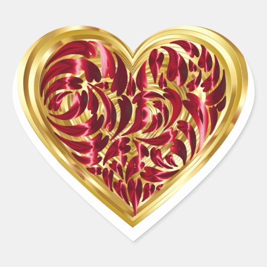 Cœur Sticker Gold Red Heart Valentines (Devant)