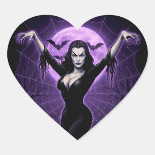 Cœur Sticker gothique Queen of the Web Vampire - violet