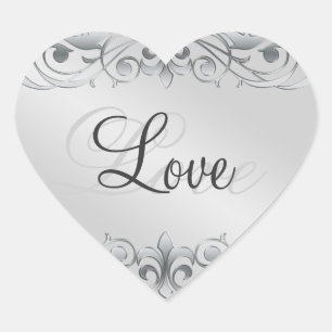 Cœur Sticker Grand Duchess Silver Scroll Heart Love