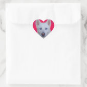 Cœur Sticker Husky Sibérien Blanc (arrière - plan Rose) (Sac)