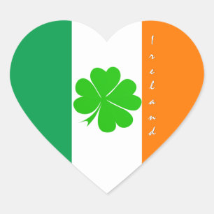 Cœur Sticker Irlande, Shamrock, Coeur, Drapeau irlandai