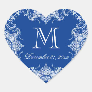 Cœur Sticker jumelé à l'étrier Damas Toile Royal Blue