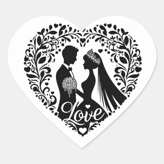 Cœur Sticker juste marié (Devant)
