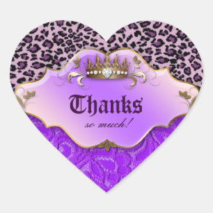 Cœur Sticker Leopard mode Bijoux dentelle or violet