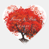 Cœur Sticker Mariage Arbre Rouge (Devant)