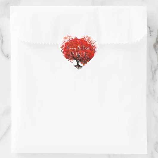 Cœur Sticker Mariage Arbre Rouge (Sac)