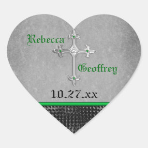 Cœur Sticker Mariage Celtic Cross Vert, Noir, Gris