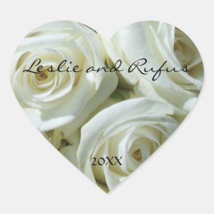 Cœur Sticker Mariage de coeur personnalisé Roses blanch
