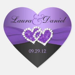 Cœur Sticker Mariage de Coeurs Joints Violet et Noir