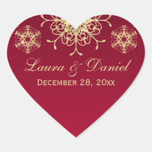 Cœur Sticker Mariage de Parties scintillant rouge or