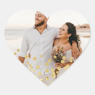 Cœur Sticker Mariage de photo Gold Foil Confetti