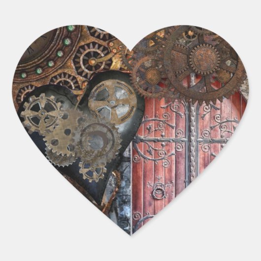 Cœur Sticker Mariage de porte Steampunk ronde (Devant)