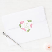 Cœur Sticker Mariage en fleurs de coeur rose et vert (Enveloppe)