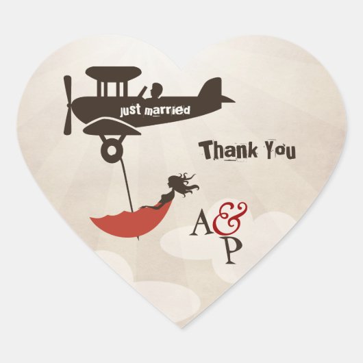 Cœur Sticker Mariage LOVE FLIGHT (Devant)