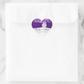 Cœur Sticker Mariage Monogram argent et pourpre (Sac)