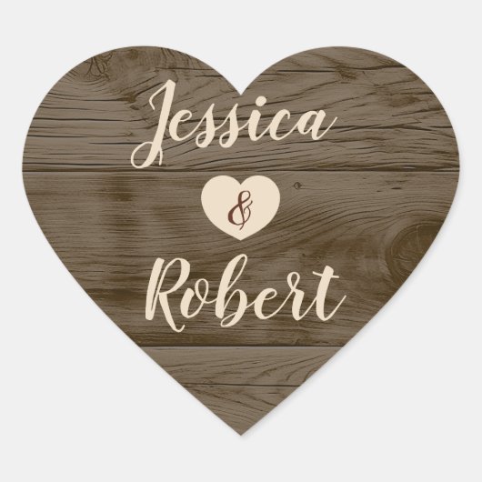 Cœur Sticker Mariage Rustic Barn Wood Heart (Devant)