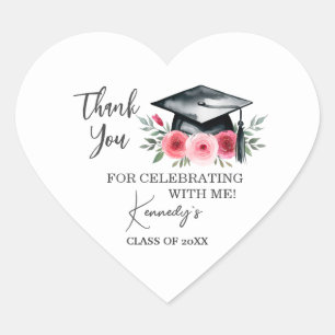 Cœur Sticker Merci de graduation élégant - Casquette no