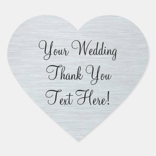 Cœur Sticker Merci de mariage en argent (Devant)