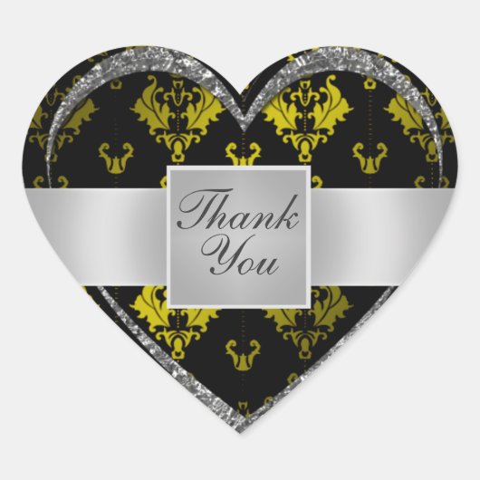 Cœur Sticker Merci en argent foncé (Devant)