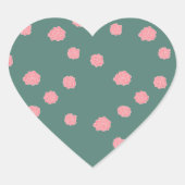 Cœur Sticker motif rose Fleur Vert (Devant)