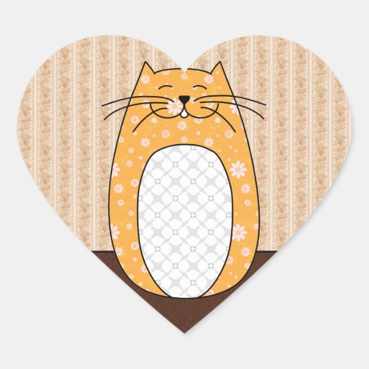 Cœur Sticker 'Orange Cat' (Devant)