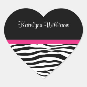 Cœur Sticker personnalisé tendance Zebra Stripe