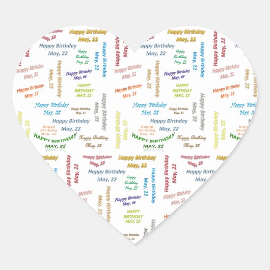 Cœur Sticker pour anniversaire le 22 mai (Devant)