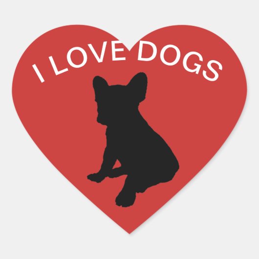 Cœur Sticker pour chiens J'aime (Devant)