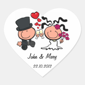 Cœur Sticker pour couple de mariages mariés