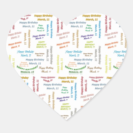 Cœur Sticker pour l'anniversaire du 11 mars (Devant)