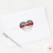 Cœur Sticker préféré Red, Grey et Black Mariage damassé (Enveloppe)