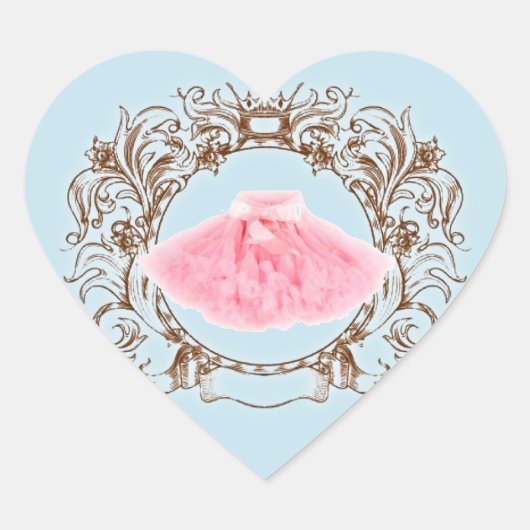 Cœur Sticker Princess Pink tutu Blue Anniversaire (Devant)