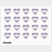 Cœur Sticker Privilège Mariage damassé Argent et Violet (Feuille)
