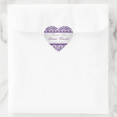 Cœur Sticker Privilège Mariage damassé Argent et Violet (Sac)
