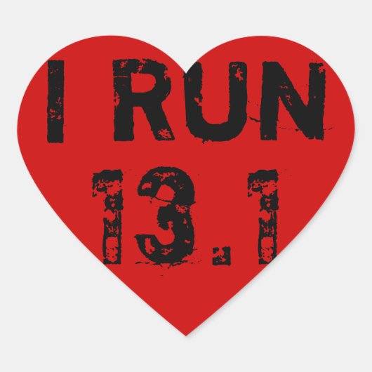 Cœur Sticker Red Heart I Run 13.1 (Devant)