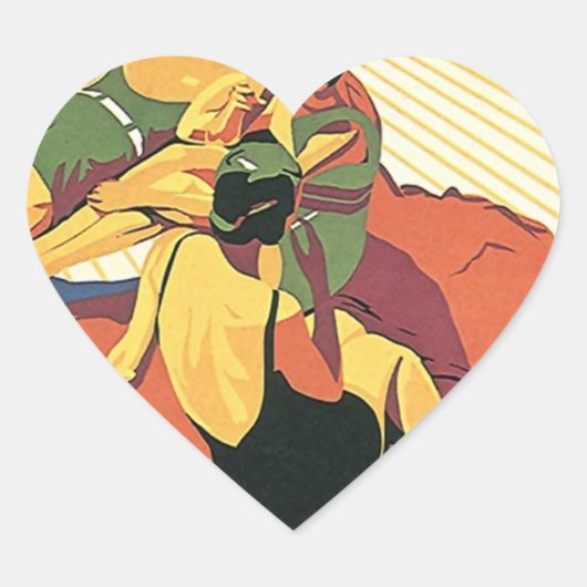 Cœur Sticker Retro Beach Vacances sur la promenade (Devant)