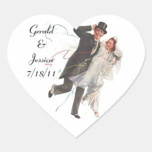 Cœur Sticker Retro Couple Mariage Mariage Coeur Date