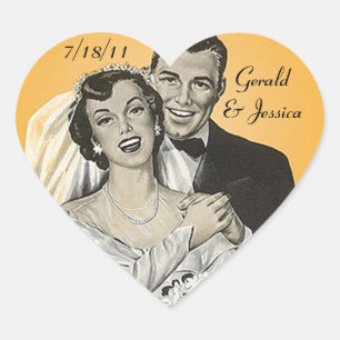 Cœur Sticker Retro Couple Mariage Mariage Coeur Date
