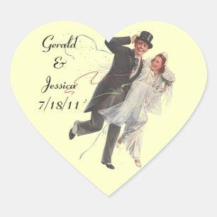 Cœur Sticker Retro Couple Mariage Mariage Coeur Date