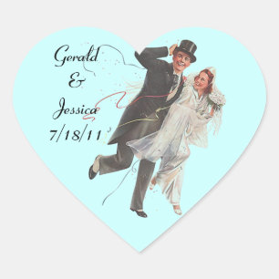 Cœur Sticker Retro Couple Mariage Mariage Coeur Date