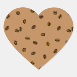 Cœur Sticker rond classique Motif café