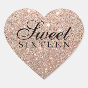 Cœur Sticker - Rose Parties scintillant or Fab Sweet 16