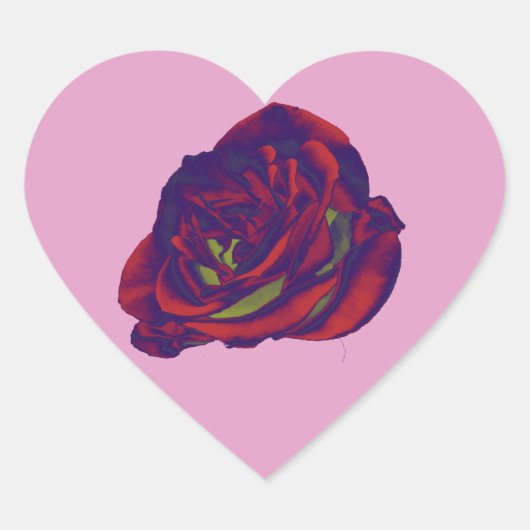 Cœur Sticker Rose rouge (Devant)