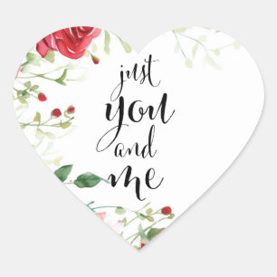 Cœur Sticker Saint-Valentin Élégant "Just You and Me" 