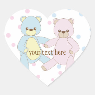 Cœur Sticker Teddy Bear Twins