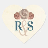 Cœur Sticker turquoise, Beige, Rose Dusty (Devant)