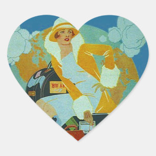 Cœur Sticker vintage Aimer Coeur Pour Voyager Bagage Vo