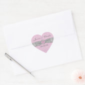 Cœur Sticker vintage rose, gris Mariage damassé Favour (Enveloppe)