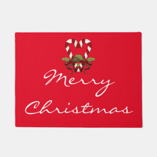 Coeur Sucre de canne Joyeux tapis de Noël