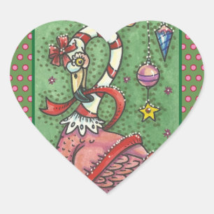 CŒUR SUCRE DE CANNE PINK FLAMANT ROSE CHRISTMAS STICKER